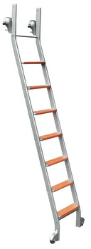 Scară glisantă, Aluminiu, trepte: Furnir de lemn laminat, fag