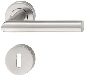 Set mânere de uşă, inox, formă G, rozetă