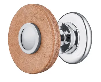 Knob steel chr.pol.leat.nat. 29x29mm