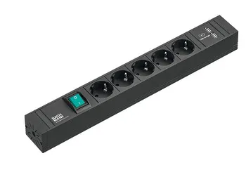 Socket element w.switch, 5 Schuko, 2 USB