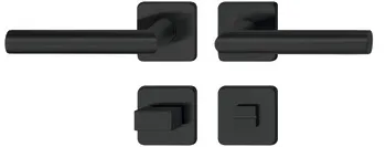 WC hdl.set 8 flat escutcheon st.st.schw.