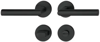 WC hdl.set 8 flat escutcheon st.st.bl.