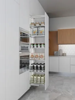Coloană culisantă Häfele Design Premium cu 6 coșuri, amortizare integrată, extragere totală, capaci