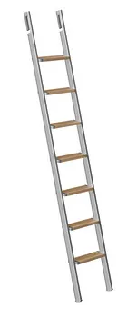 Scară suspendată, Aluminiu, trepte: Furnir de lemn laminat, fag