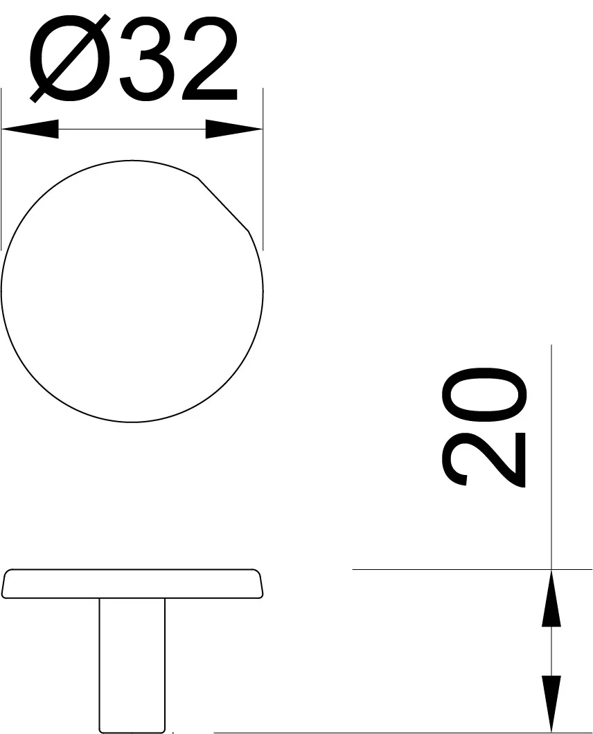 Desen tehnic cu dimensiuni — Mâner 2054