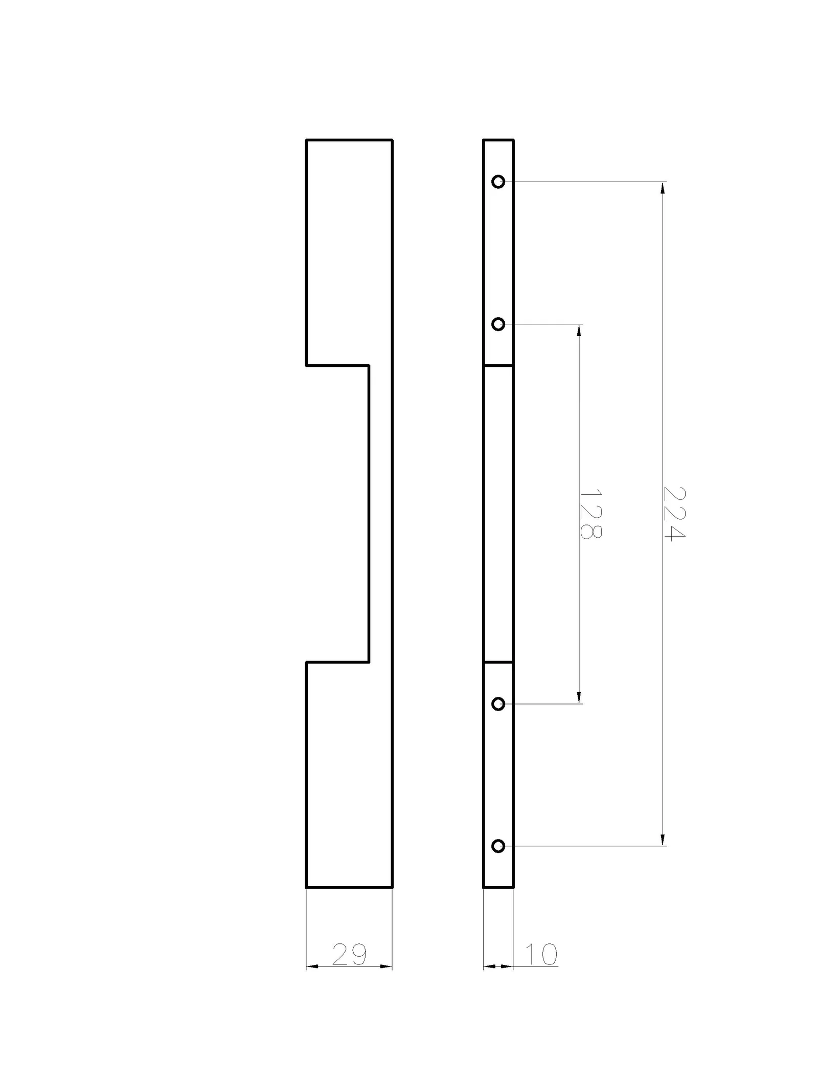 Desen tehnic cu dimensiuni — Mâner 2110