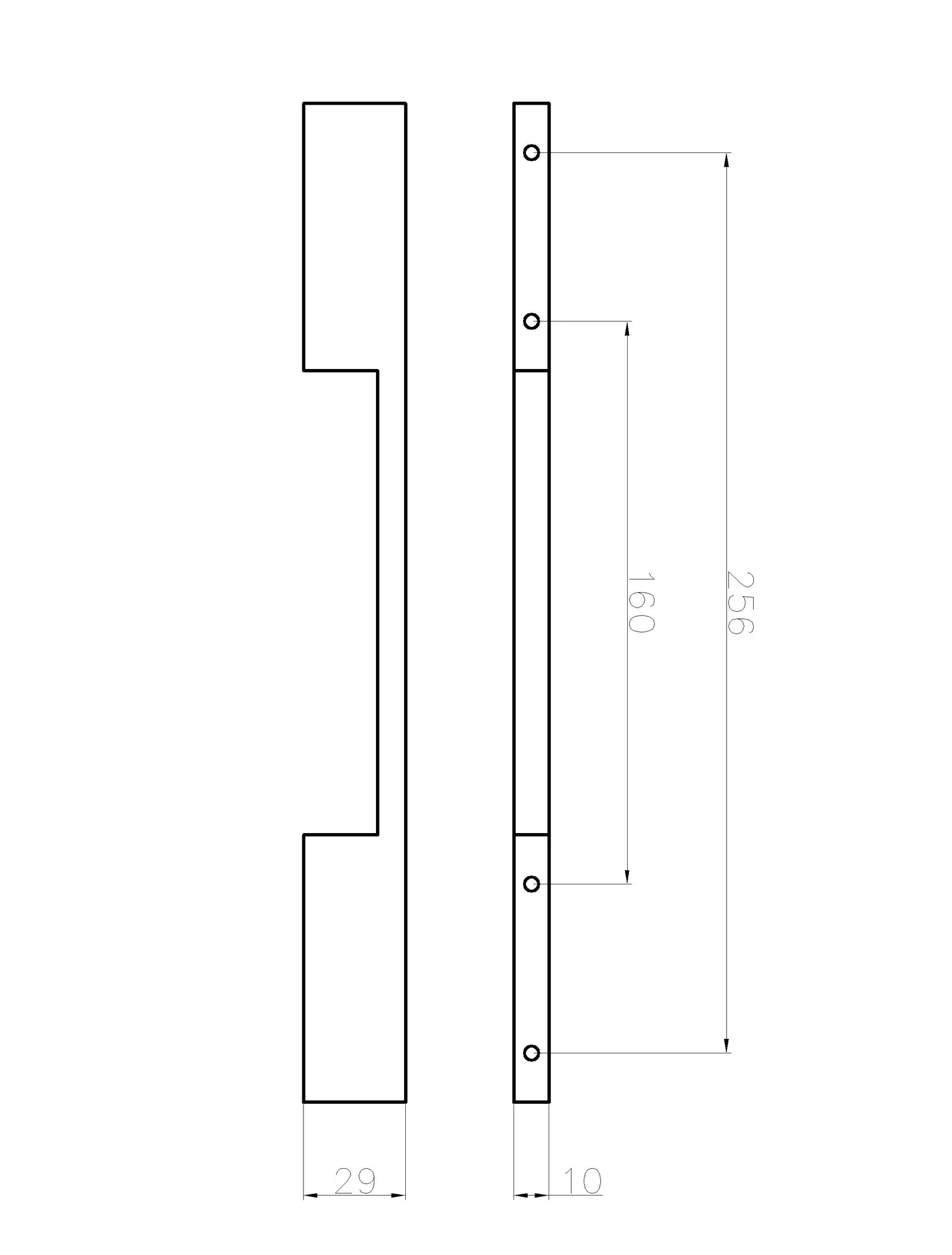 Desen tehnic cu dimensiuni — Mâner 2110
