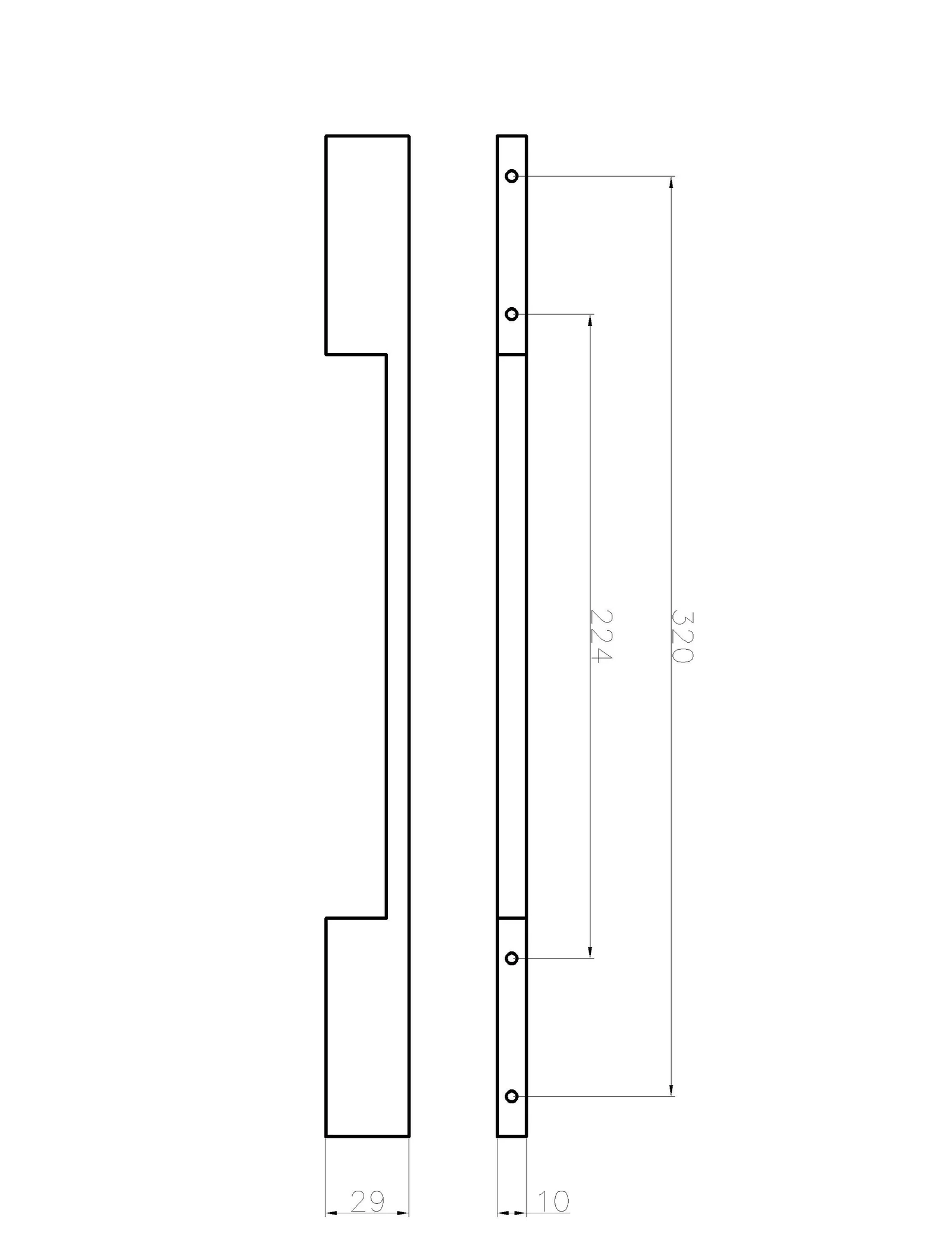Desen tehnic cu dimensiuni — Mâner 2110