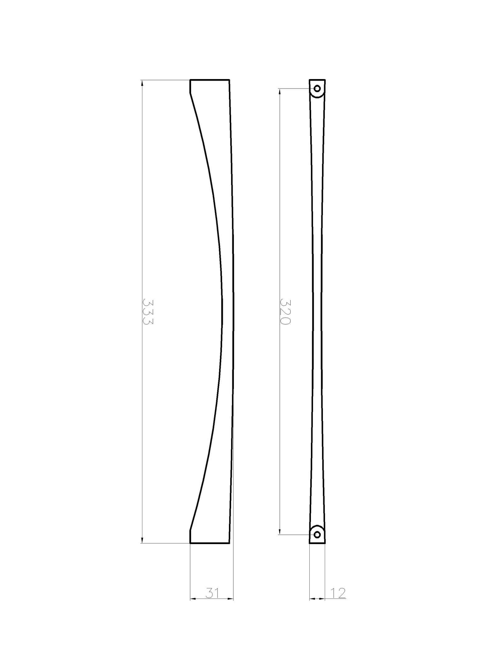 Desen tehnic cu dimensiuni — Mâner 2198