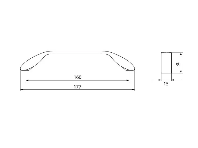 Desen tehnic cu dimensiuni — Mâner 2266