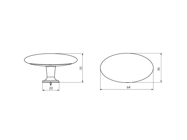 Desen tehnic cu dimensiuni — Mâner 2338–64