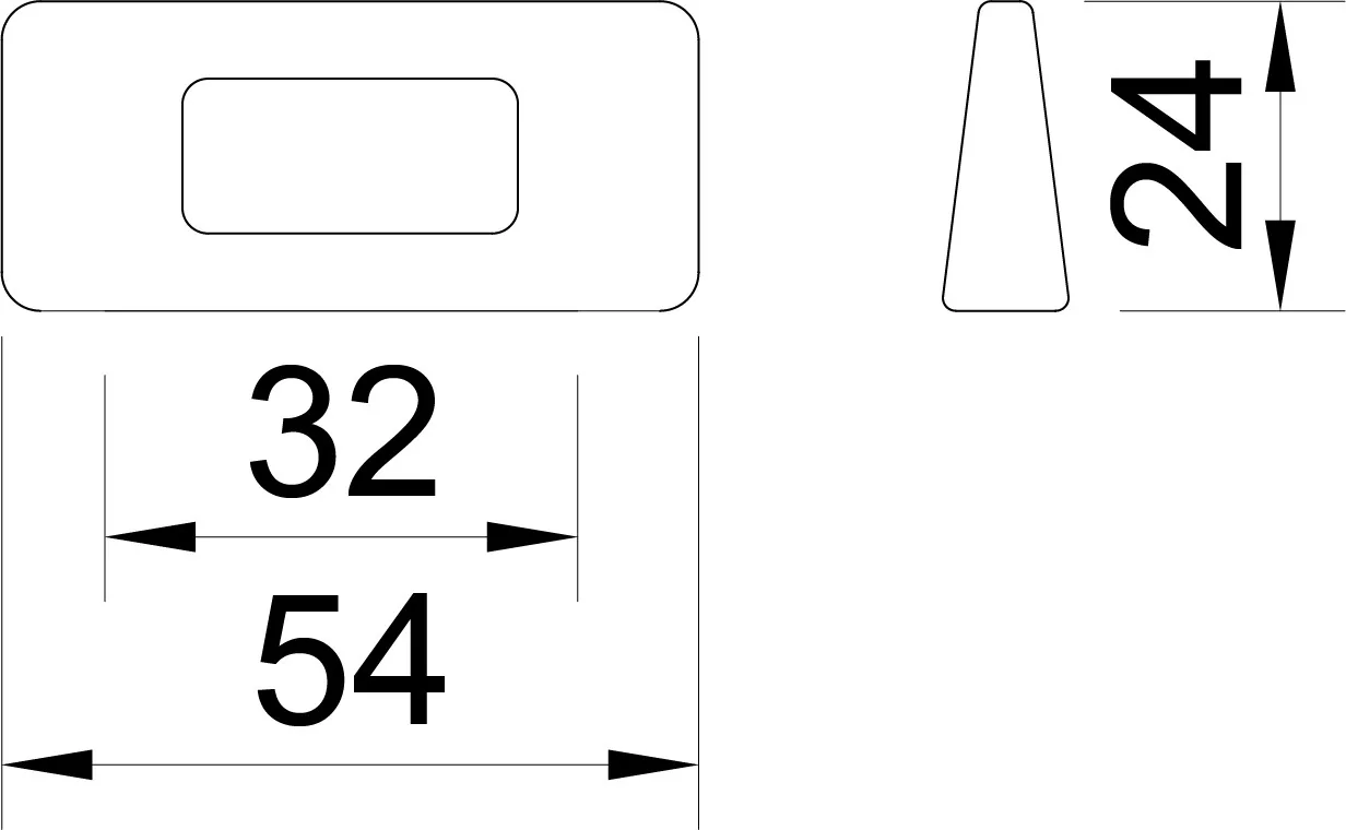 Desen tehnic cu dimensiuni — Mâner 2394