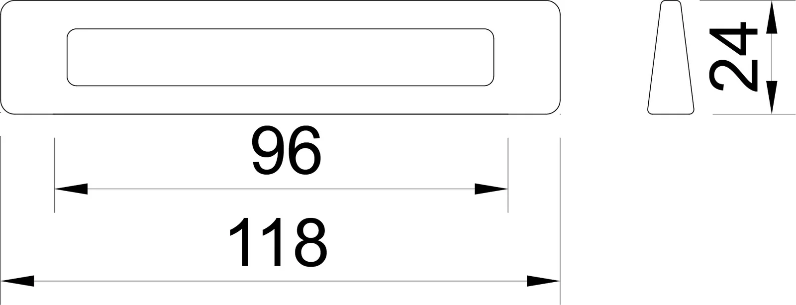 Desen tehnic cu dimensiuni — Mâner 2394
