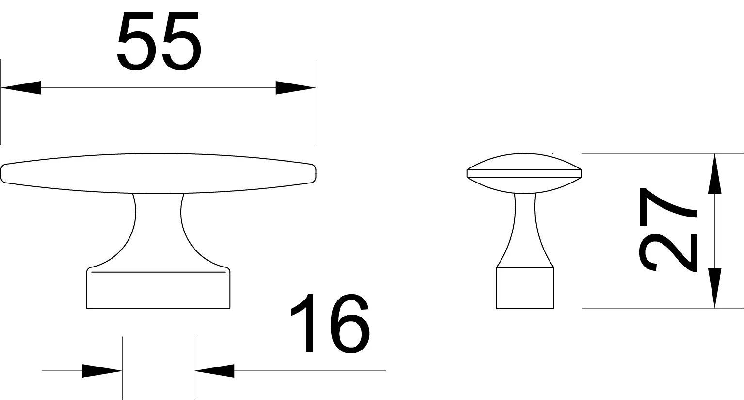 Desen tehnic cu dimensiuni — Mâner 2441–56