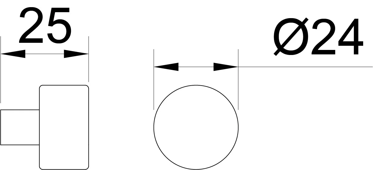 Desen tehnic cu dimensiuni — Mâner 2464–24