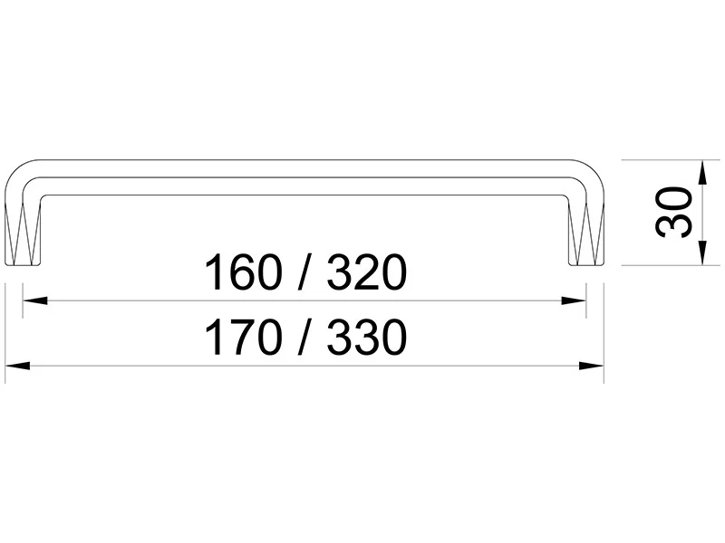 Desen tehnic cu dimensiuni — Mâner 2481