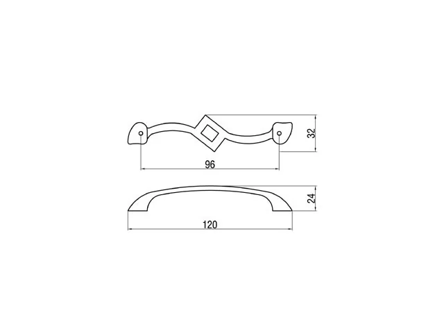 Desen tehnic cu dimensiuni — Mâner 532