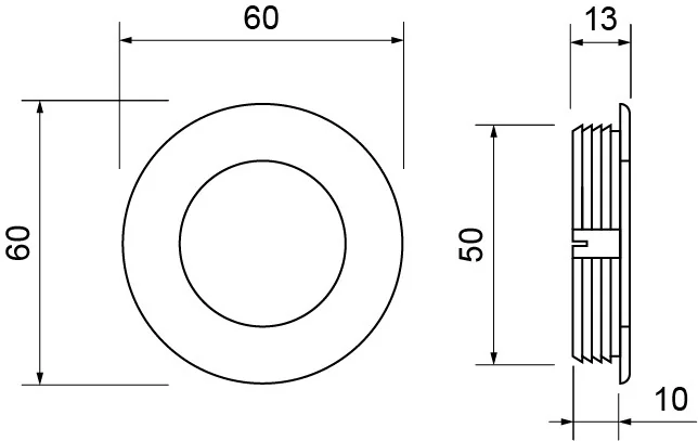 Desen tehnic cu dimensiuni — Mâner 65