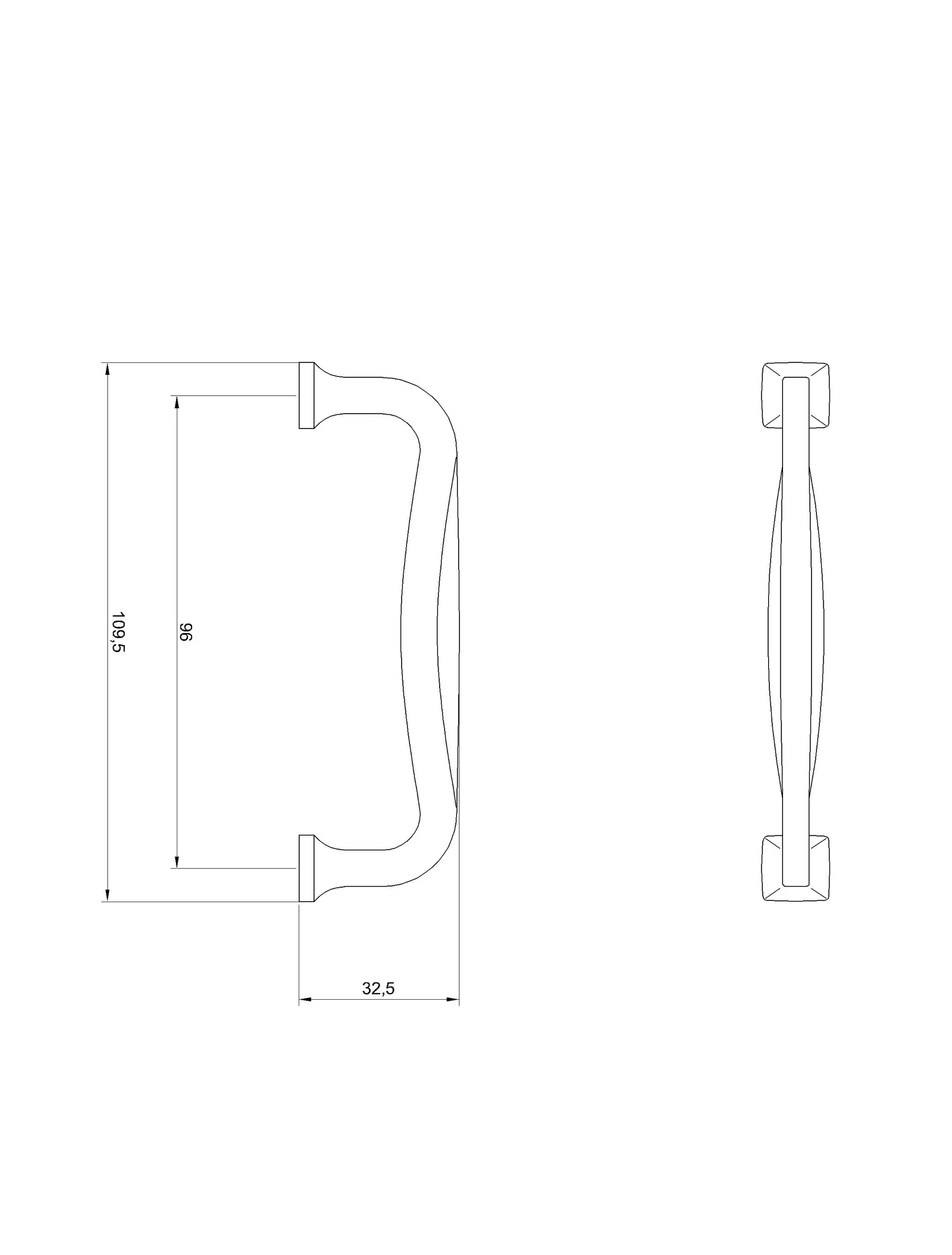 Desen tehnic cu dimensiuni — Mâner 752