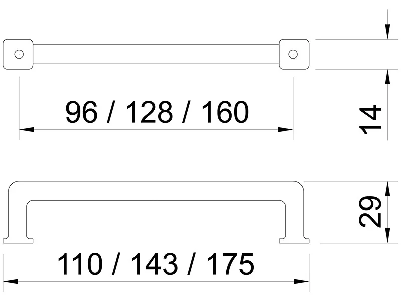 Desen tehnic cu dimensiuni — Mâner 780