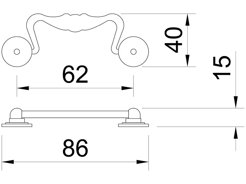 Desen tehnic cu dimensiuni — Mâner 947