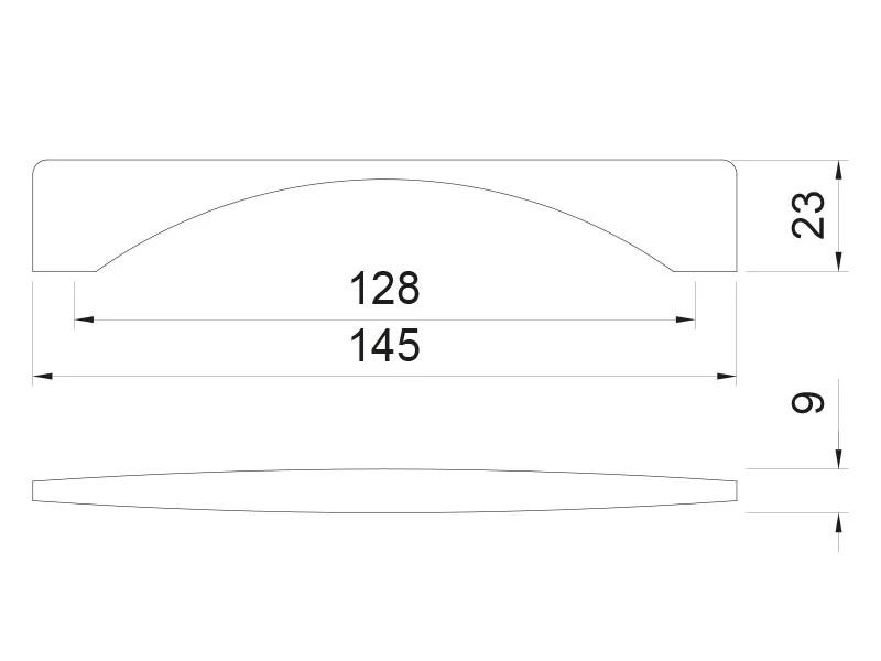 Desen tehnic cu dimensiuni — Mâner A033