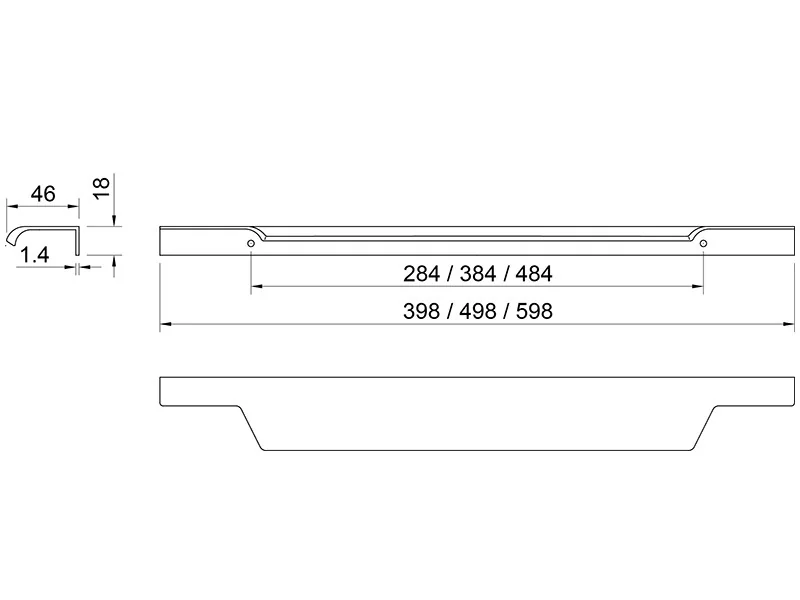 Desen tehnic cu dimensiuni — Mâner A349