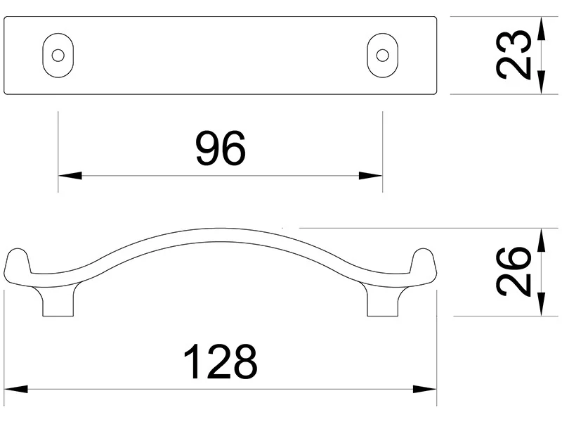 Desen tehnic cu dimensiuni — Mâner C1020