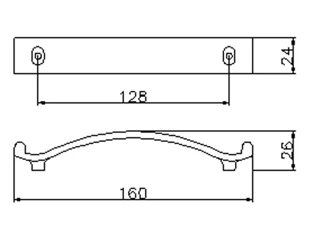 Desen tehnic cu dimensiuni — Mâner C1020