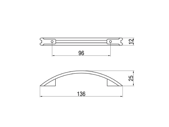 Desen tehnic cu dimensiuni — Mâner E004–096