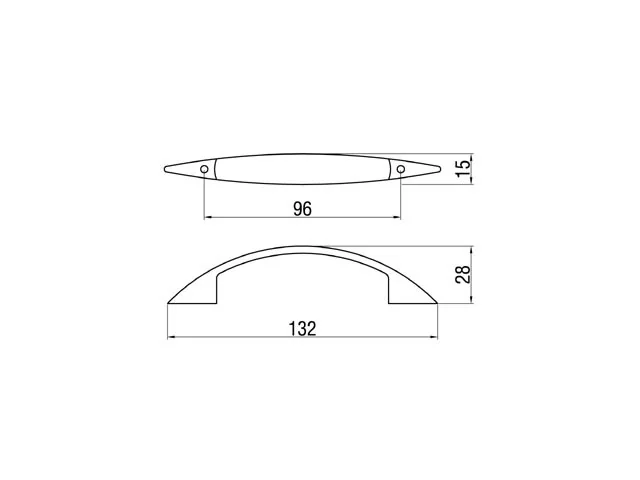 Desen tehnic cu dimensiuni — Mâner E005–096