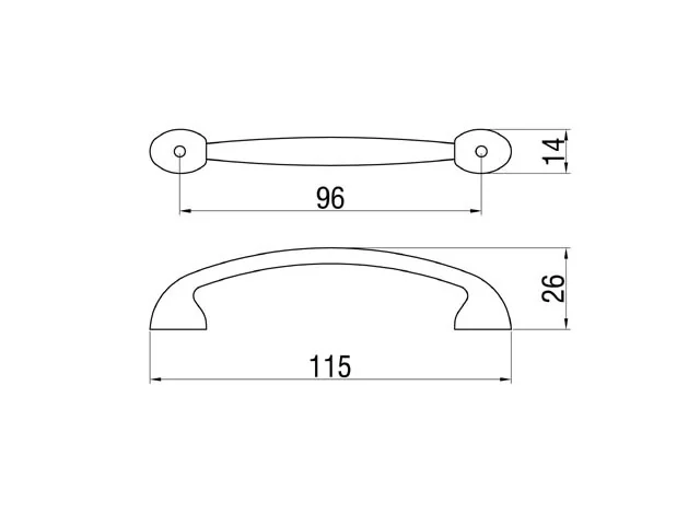 Desen tehnic cu dimensiuni — Mâner E019