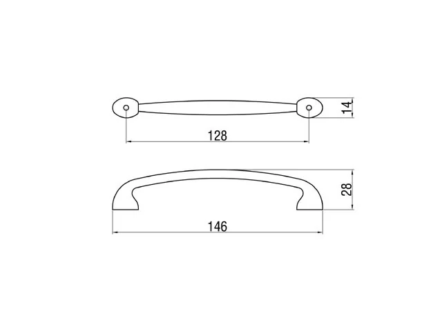 Desen tehnic cu dimensiuni — Mâner E019