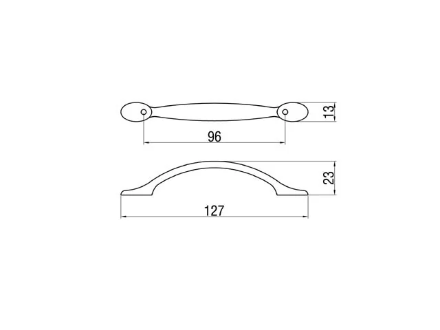 Desen tehnic cu dimensiuni — Mâner E032