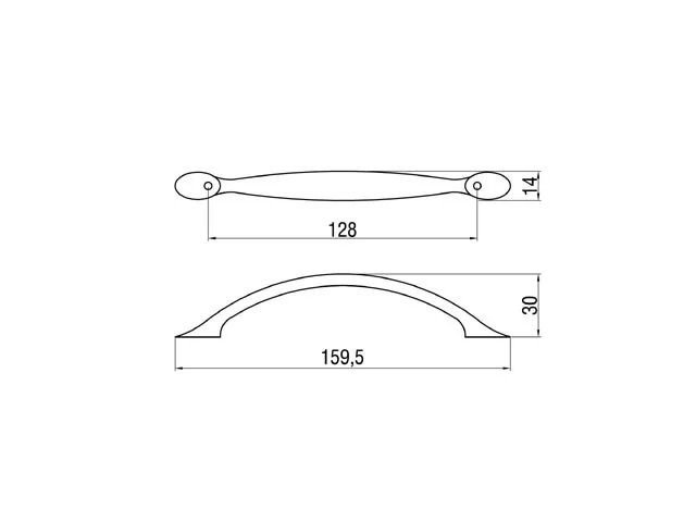 Desen tehnic cu dimensiuni — Mâner E032
