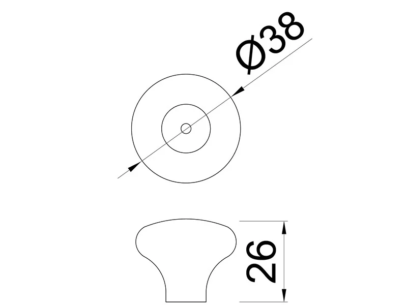 Desen tehnic cu dimensiuni — Mâner E039–26