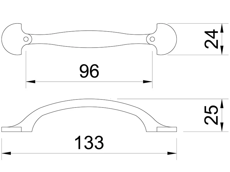 Desen tehnic cu dimensiuni — Mâner E040 / E041