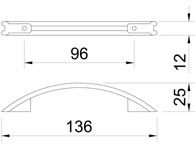 Desen tehnic cu dimensiuni — Mâner E040 / E041
