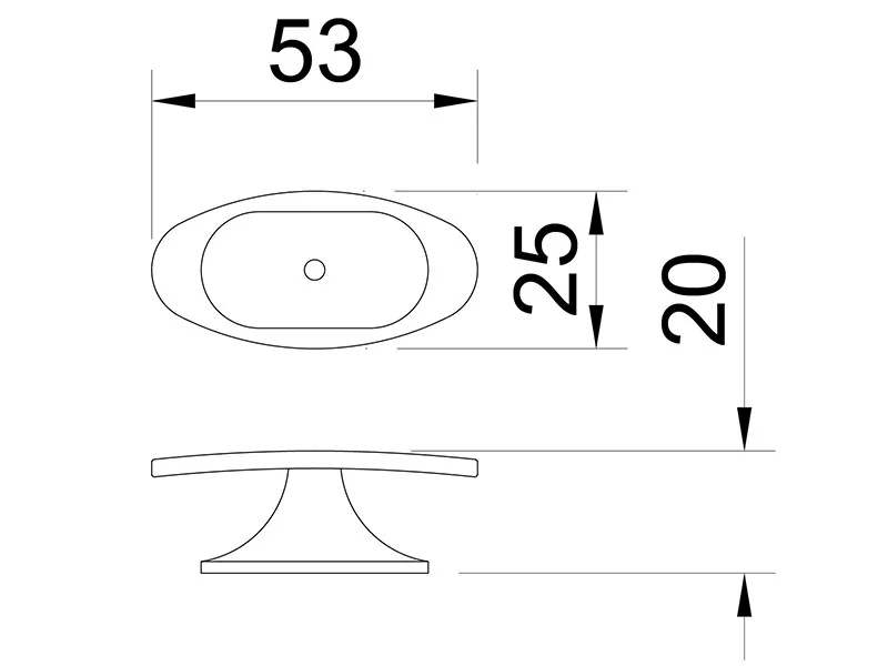 Desen tehnic cu dimensiuni — Mâner E044