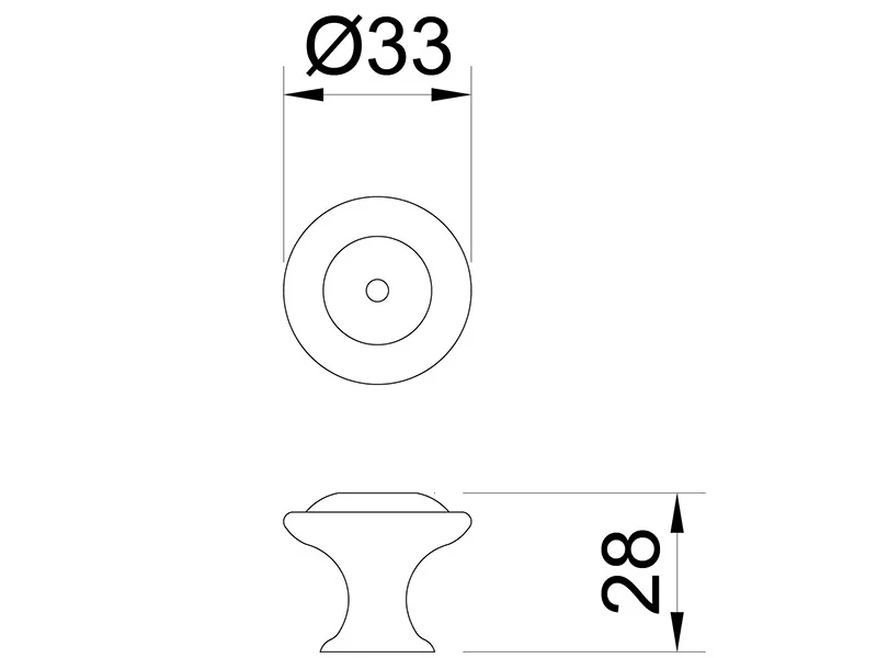 Desen tehnic cu dimensiuni — Mâner E053–33