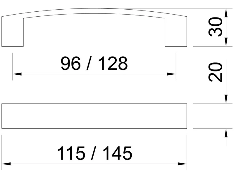 Desen tehnic cu dimensiuni — Mâner E078