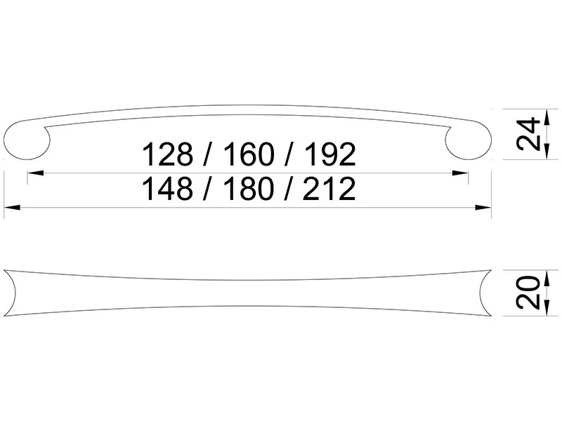 Desen tehnic cu dimensiuni — Mâner E100