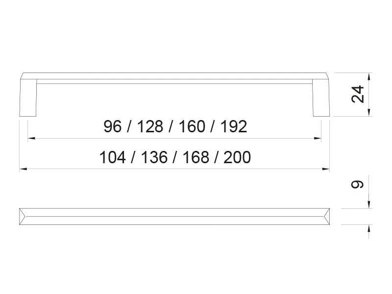 Desen tehnic cu dimensiuni — Mâner E109