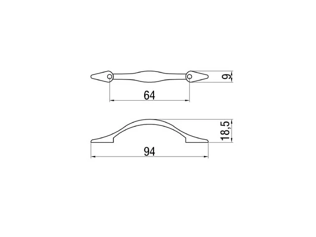 Desen tehnic cu dimensiuni — Mâner T 244–64
