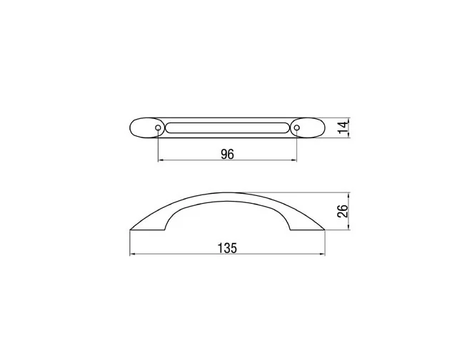 Desen tehnic cu dimensiuni — Mâner T 254–96