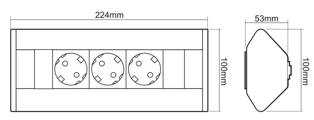 Desen tehnic cu dimensiuni — Corner Box