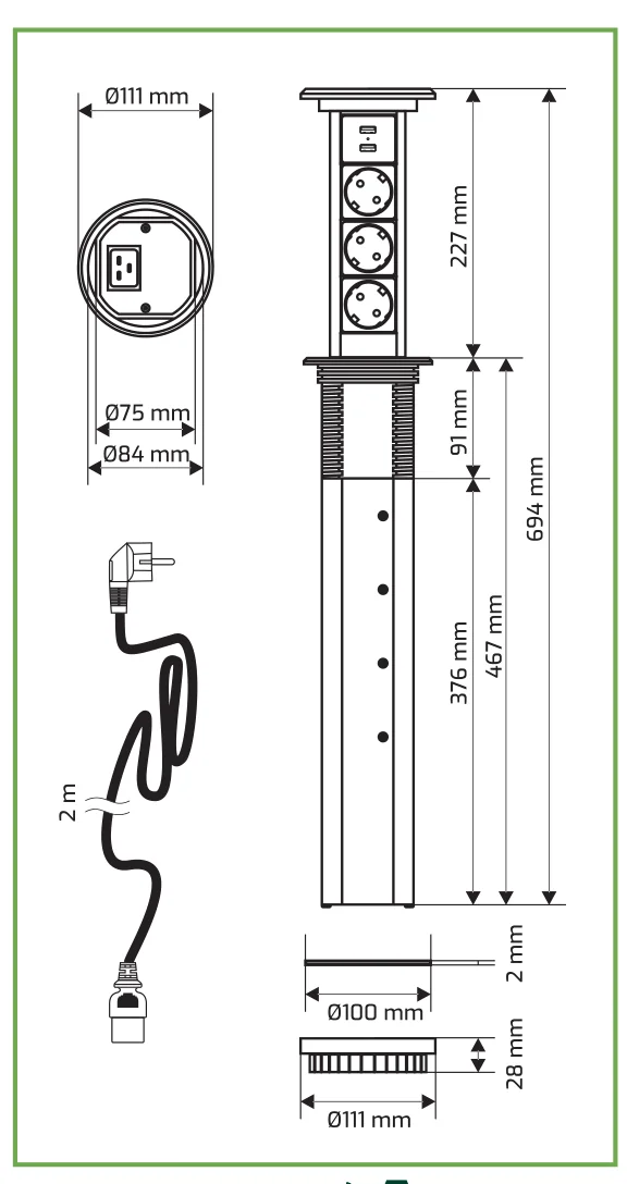 Desen tehnic cu dimensiuni — Lift Box Automatic