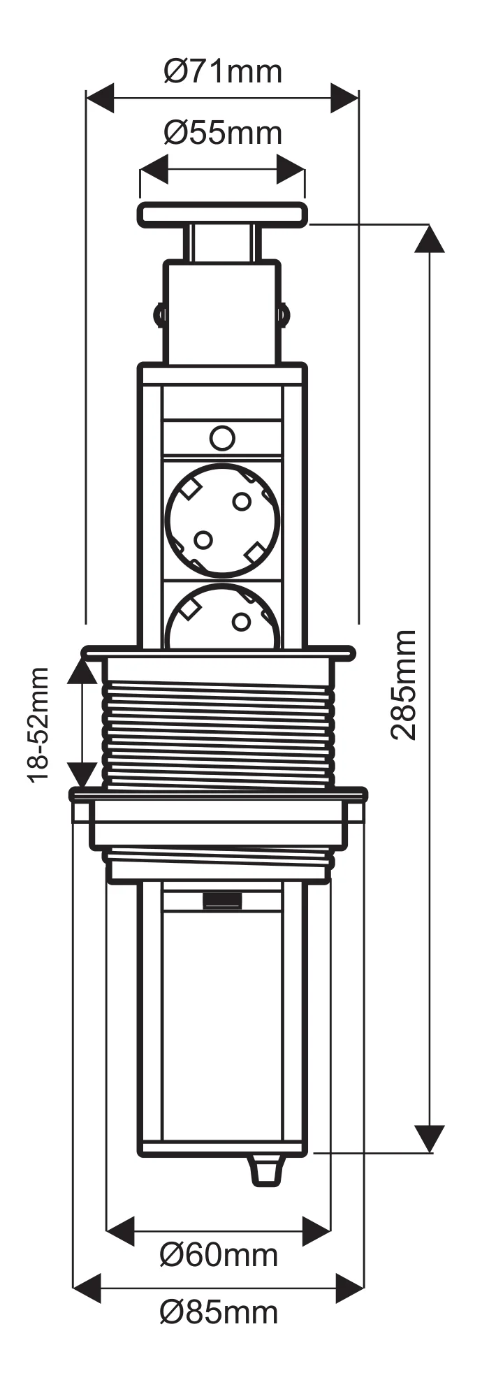 Desen tehnic cu dimensiuni — Lift Box