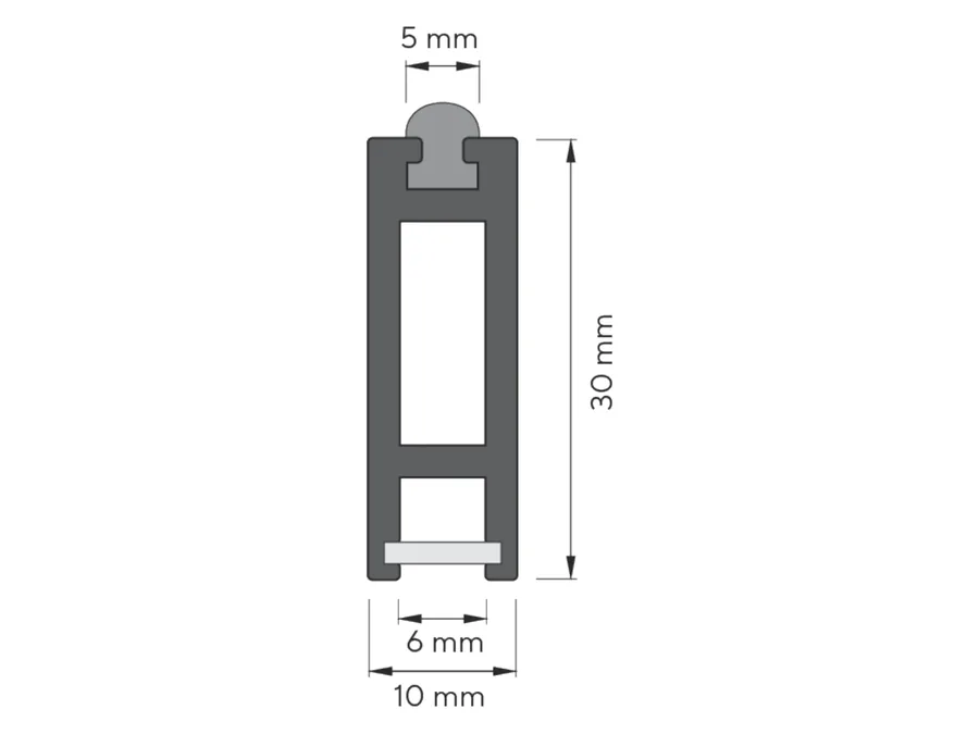 Desen tehnic cu dimensiuni — Bară rectangulară pentru umerașe