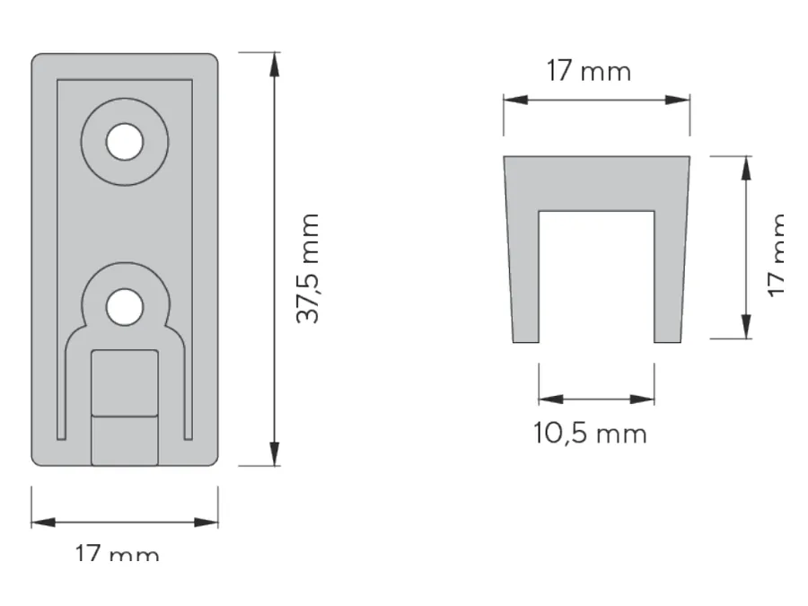 Desen tehnic cu dimensiuni — Bară rectangulară pentru umerașe